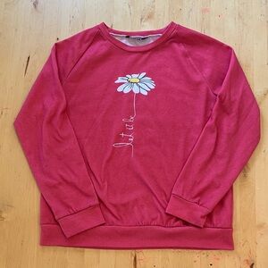 “let it be” pink long sleeve lightweight sweatshirt. Comfy & cute.